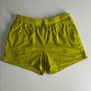 Everlane Terry Cloth Shorts Womens XL Key Lime Green Drawstring Elastic Waist